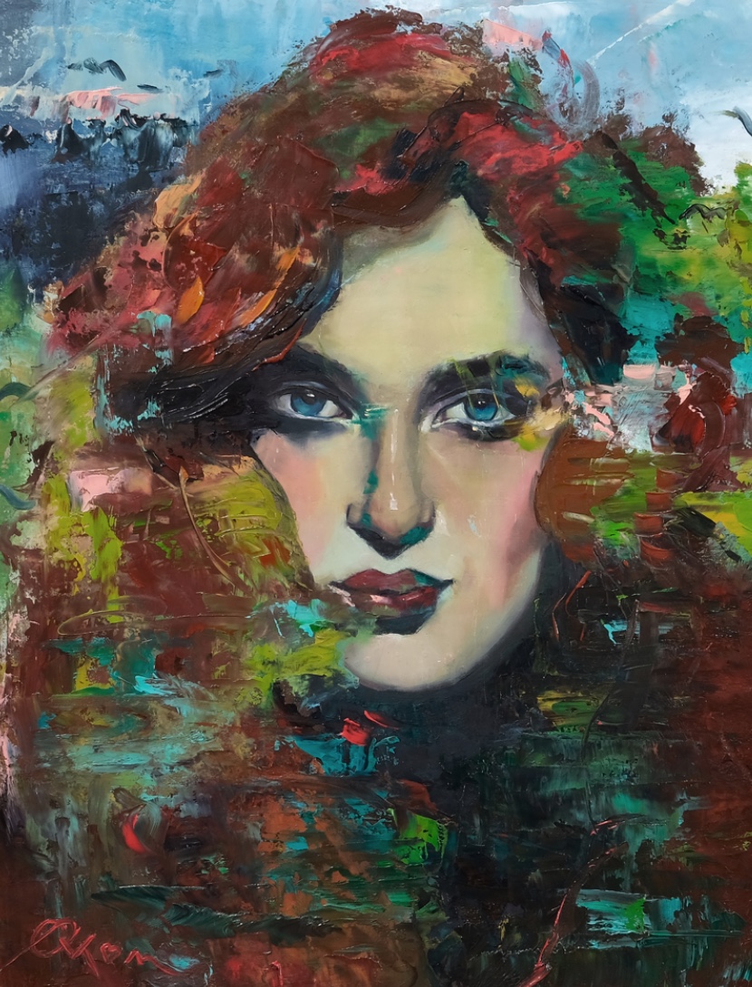 Porträt einer Frau mit roten Haaren und eindringlichem Blick. Kein Posing. Kein Lächeln. Nur Haltung.